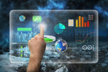 Composite image of hand pointing