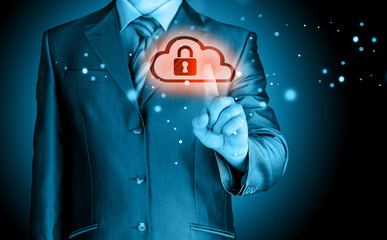 Secure Online Cloud Computing Concept with business man