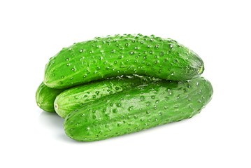 green cucumbers  isolated on white background
