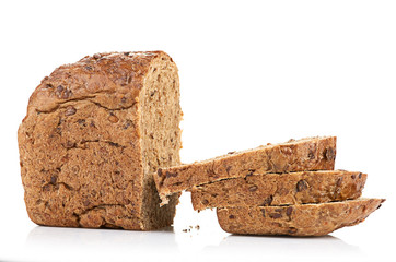 whole wheat bread, isolated on white background