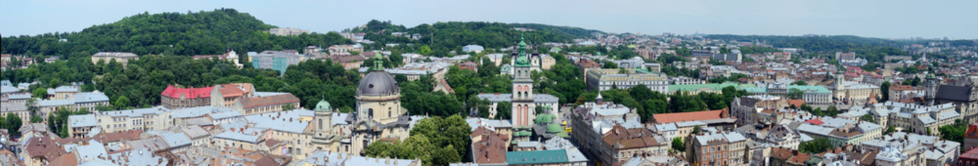 Fototapeta na wymiar Długie panorama Lwowie (Lemberg), starego miasta, zachodniej Ukrainie