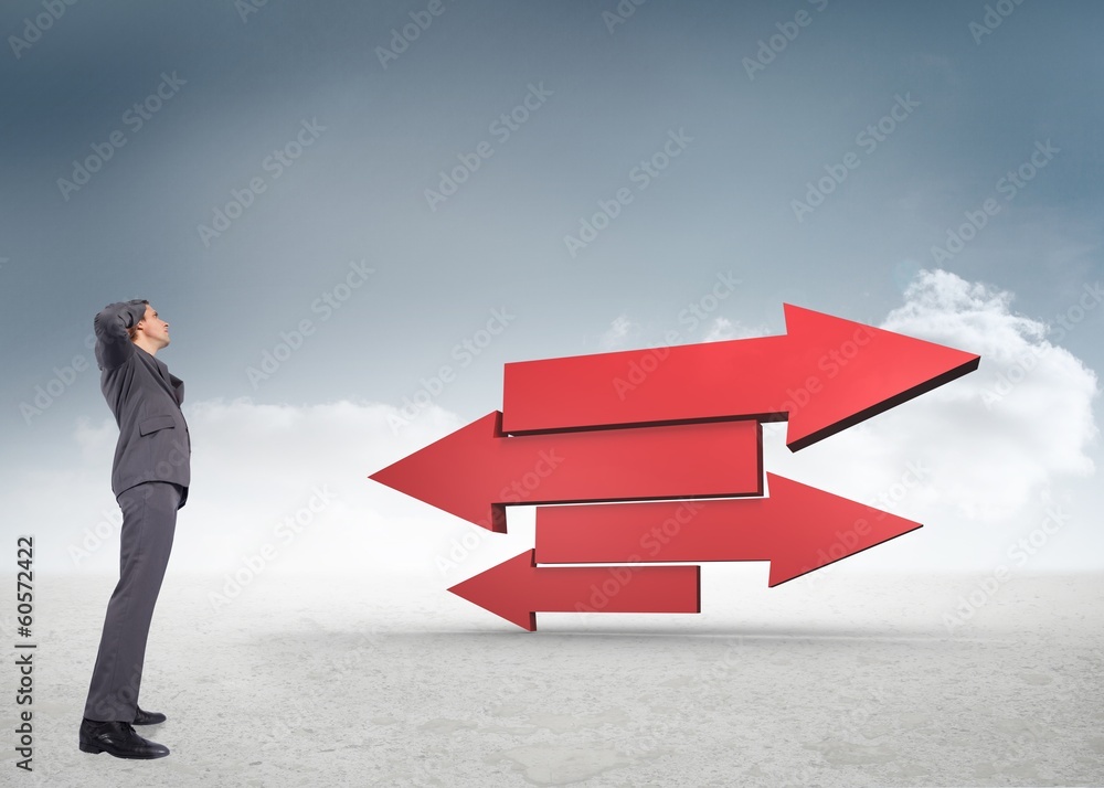 Poster composite image of thinking businessman scratching head
