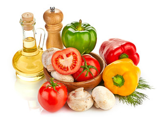 Fresh vegetables and mushrooms