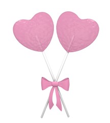 Two pink heart lollipops