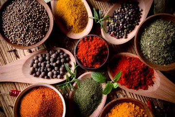 Zelfklevend Fotobehang Assorted spices © Lukas Gojda
