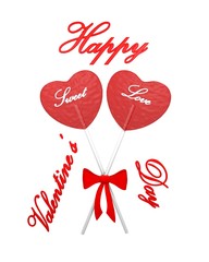 Two red heart lollipops