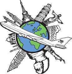 Aviation and travel doodle