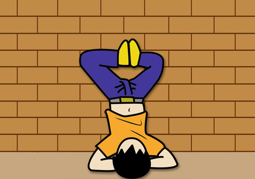 Sit Back on the floor, cartoon