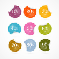 Colorful Vector Discount Stickers, Labels