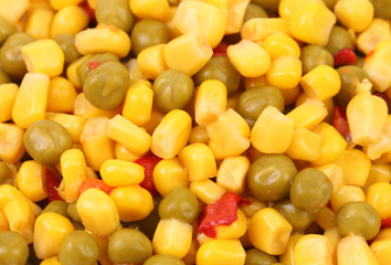 Corn and peas with tomatoes.
