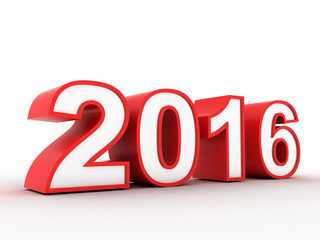 3d 2016 year on white background