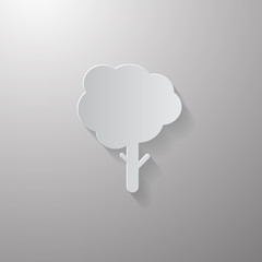Paper Cut Tree Isolated on Grey Background