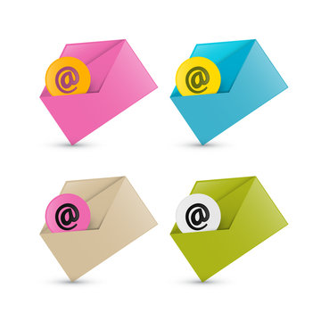 E-mail, Email Icons, Four Envelope sets