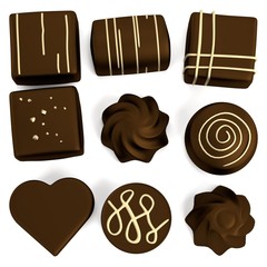 realistic 3d render of chocolate candies