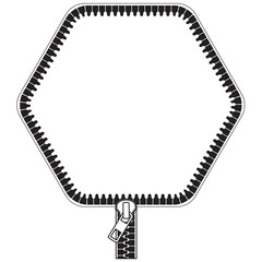 Frame stylized as a zipper, hexagon version with round corner