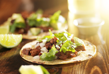 mexican tacos with beef and corn tortilla