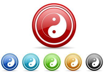 ying yang icon vector set