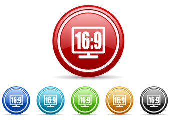 16 9 icon vector set