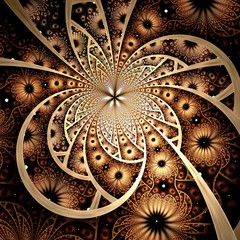 Naklejka premium Symmetrical fractal flower, digital artwork for creative graphic