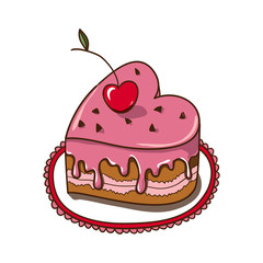 Sweet heart cake isolated on white.