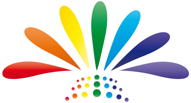 St&ouml;rer - Blume - Farben Chakra - Logo aus Regenbogenfarben, Achtsamkeit und Heilung, Meditation und Konzentration