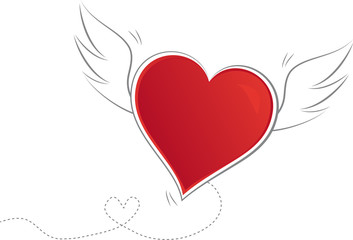 Fliegendes Herz mit Fl&uuml;geln - Vektor