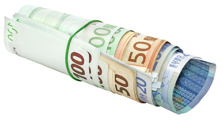 Roll of euro banknotes