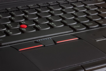 Laptop keyboards with pointing stick and fingerprint reader deta