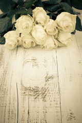 Roses on the Wooden Table