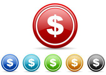 dollar icon vector set