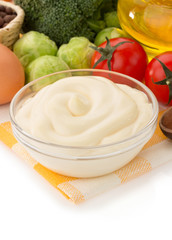 mayonnaise sauce on white background