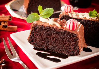 Piece of chocolate cake