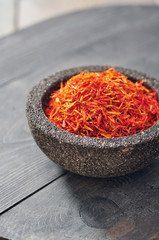 Fototapeta premium Saffron in stone bowl