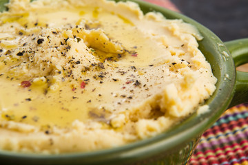 A bowl of creamy hummus