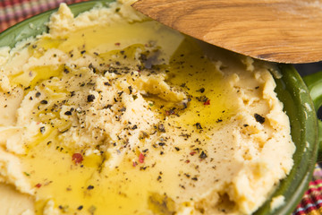 A bowl of creamy hummus