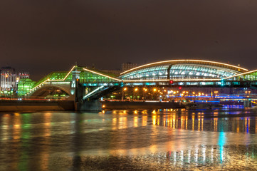 Naklejka na ściany i meble bogdan khmelnitsky bridge illuminated at night