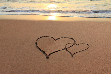 Plakat Miłość Serca na plaży
