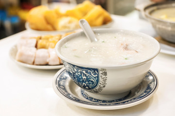 Classic Hong Kong congee served in local cafe