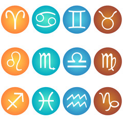 Vector set of zodiac sign in in the color elements