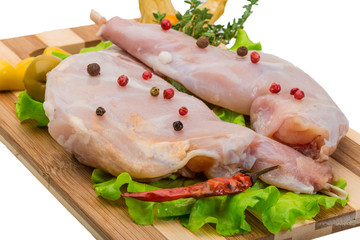 Raw rabbit meat