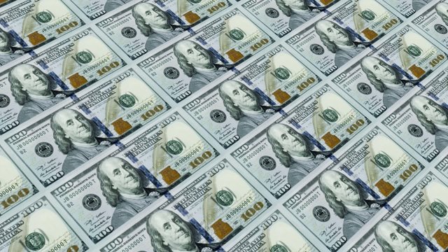 Printing Money Animation,100 dollar bills