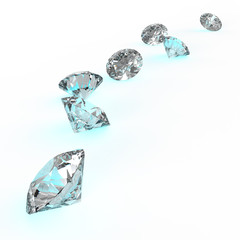 Diamonds isolated on white 3d model composition concept