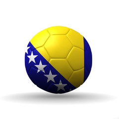 Fototapeta premium Bosnia and Herzegovina flag textured on soccer ball , clipping p