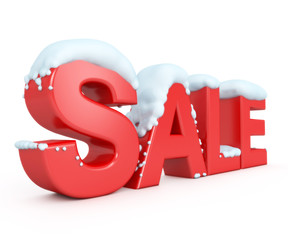 3d snowy red text SALE