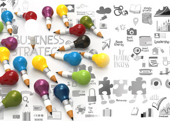 creative design business as pencil lightbulb 3d as business desi