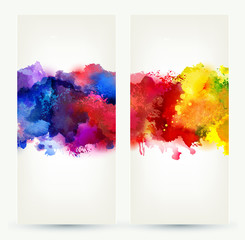 Two headers. Bright watercolor stains