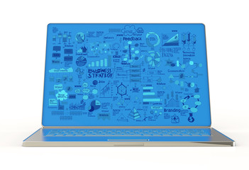 laptop computer and business diagram as concept