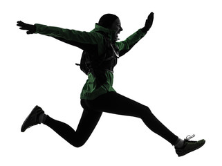 woman runner running trekking silhouette