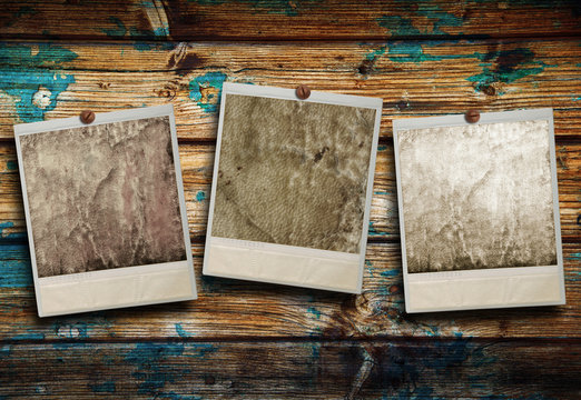 polaroid vintage sfondo legno