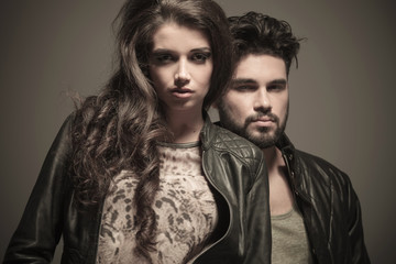 dramatic fashion couple in studio